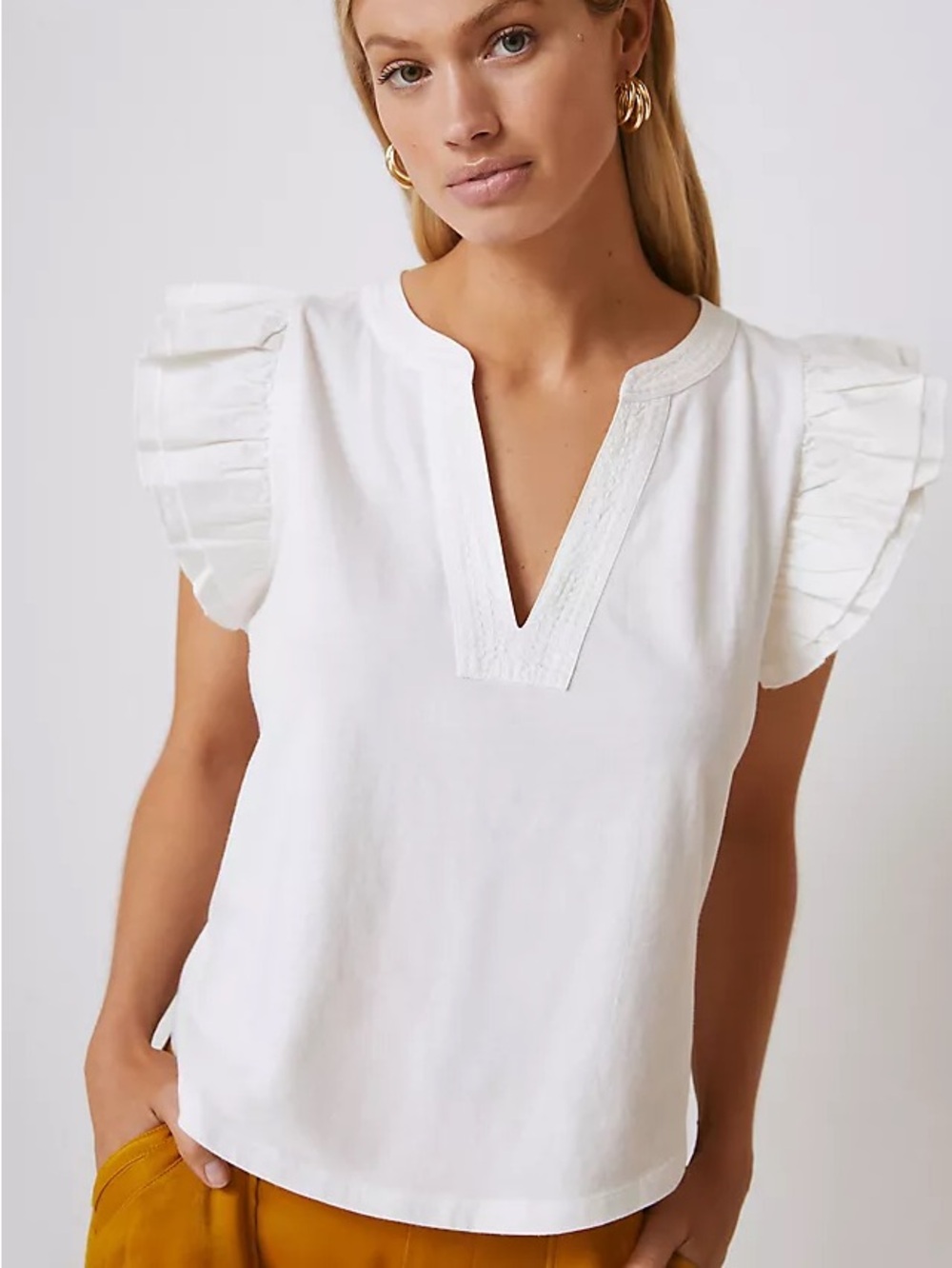 Maeve x Cecilia Pettersson ruffle-sleeve top from Anthropologie